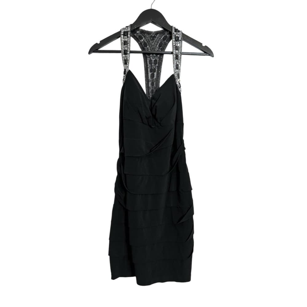 City Triangles Black Tiered Dress with Embellished Racerback Y2K Size Large - Thumbnail 11