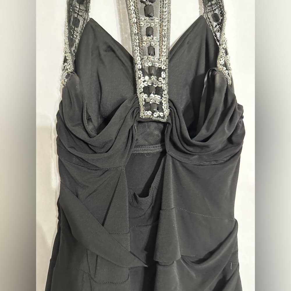 City Triangles Black Tiered Dress with Embellished Racerback Y2K Size Large - Thumbnail 4