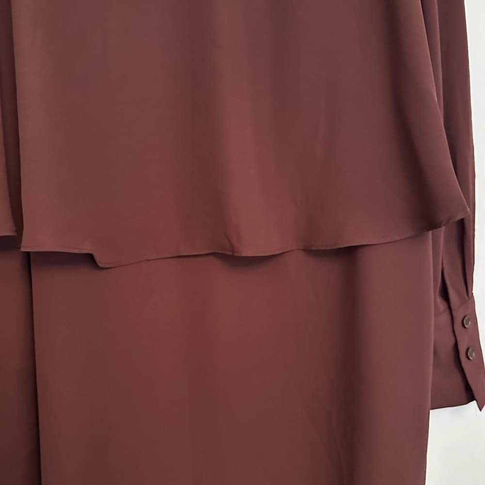 Who What Wear Burgundy Layered Long Sleeve Midi Dress Modest Size Small - Thumbnail 6