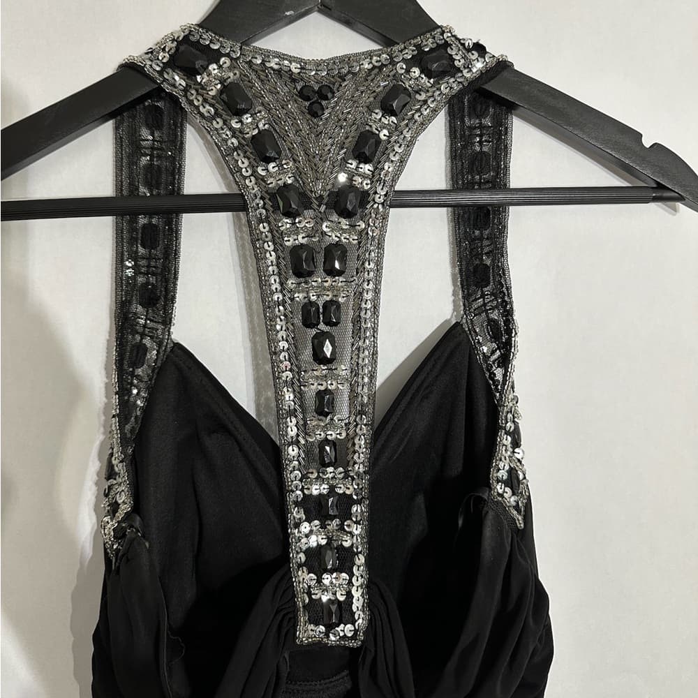 City Triangles Black Tiered Dress with Embellished Racerback Y2K Size Large - Thumbnail 5