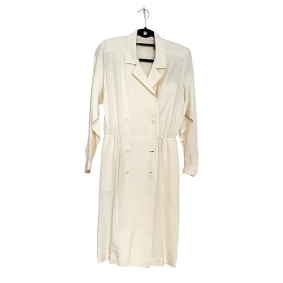 Liz Claiborne Petites 100% Silk Trench Dress Button Front Vintage Size 10P - Thumbnail 13