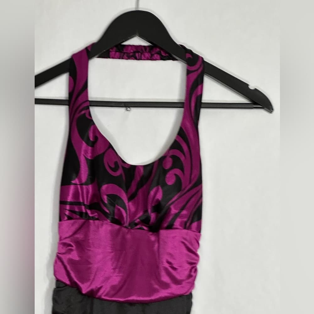 B. Darlin Purple & Black Halter Bodycon Dress Swirl Print XXS Juniors See Measur - Thumbnail 2
