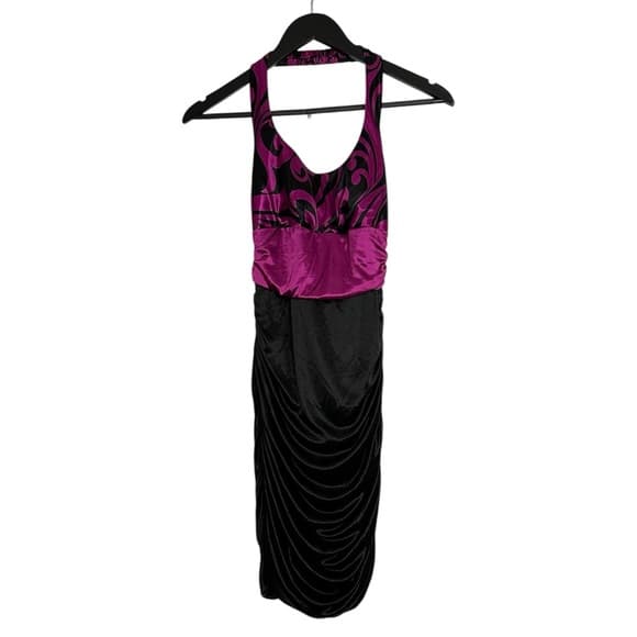 B. Darlin Purple & Black Halter Bodycon Dress Swirl Print XXS Juniors See Measur - Thumbnail 11