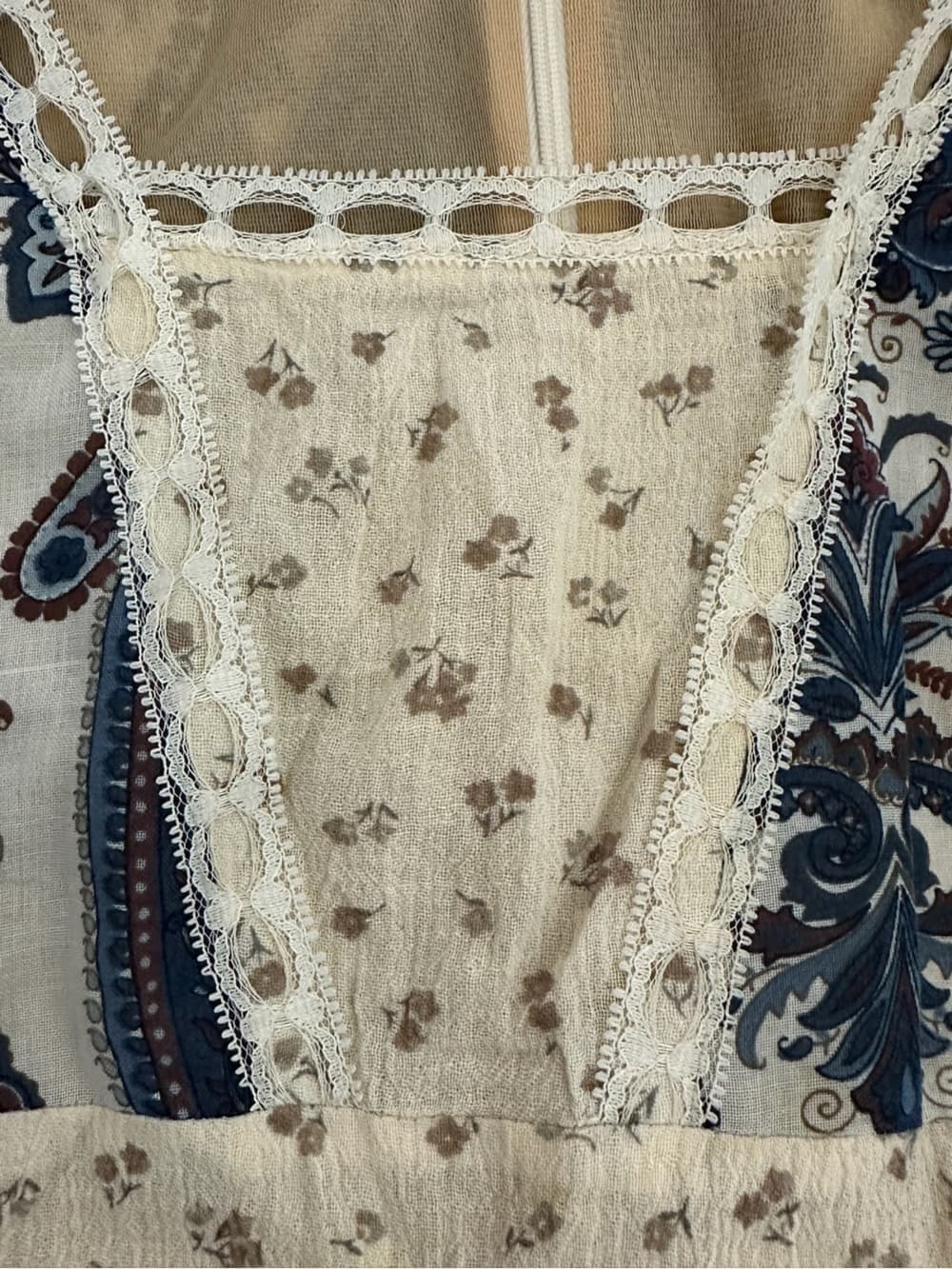 Sky David Park Paisley Lace Trim Dress Boho Small Cottagecore Bohemian Romantic - Thumbnail 10