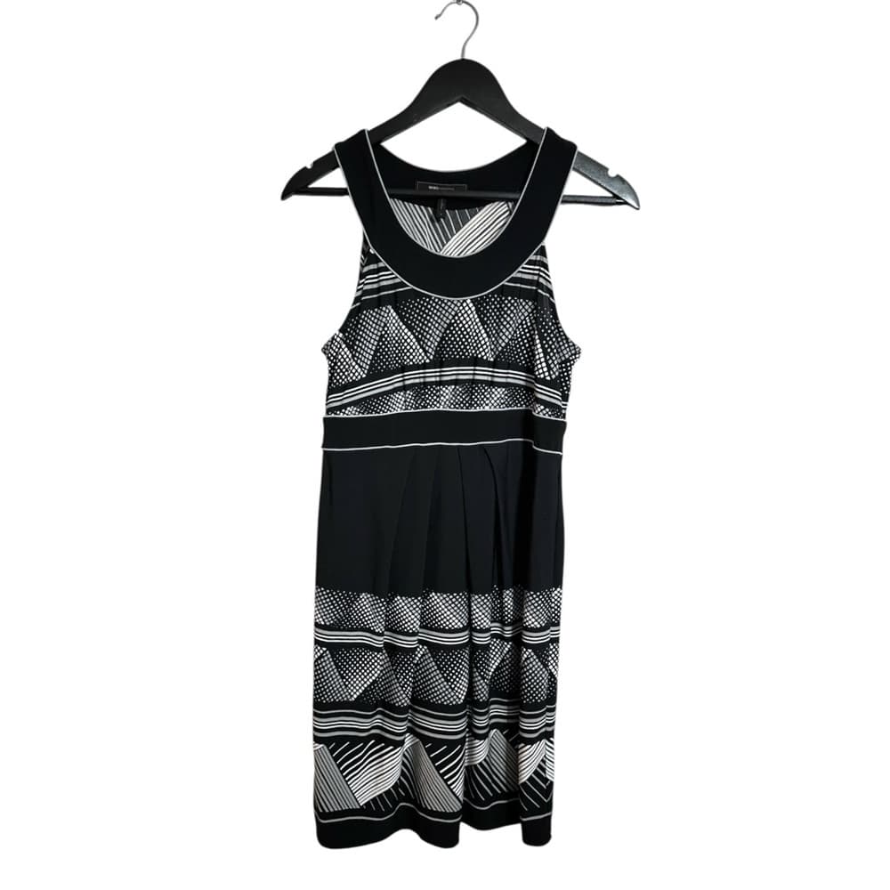 BCBGMaxAzria Black And White Geometric Print Sleeveless Dress Size Small - Thumbnail 8