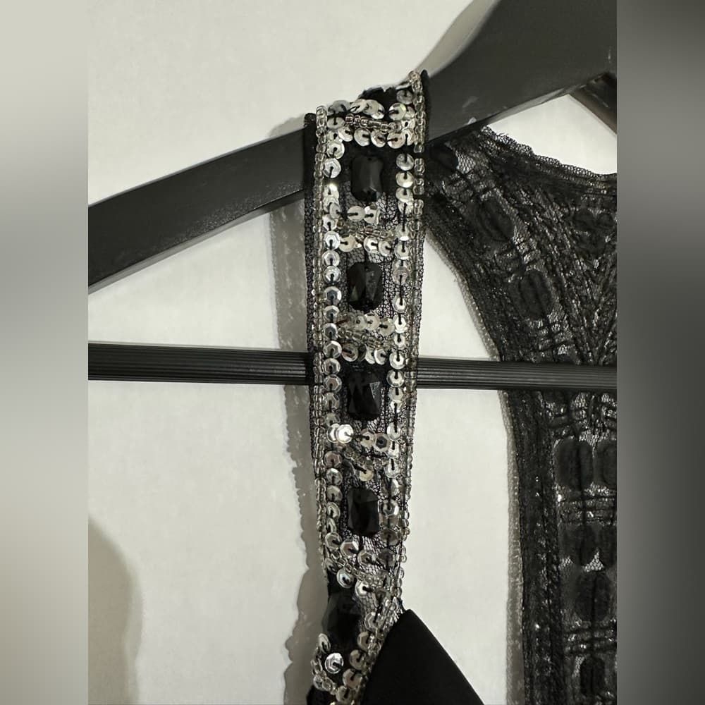 City Triangles Black Tiered Dress with Embellished Racerback Y2K Size Large - Thumbnail 2
