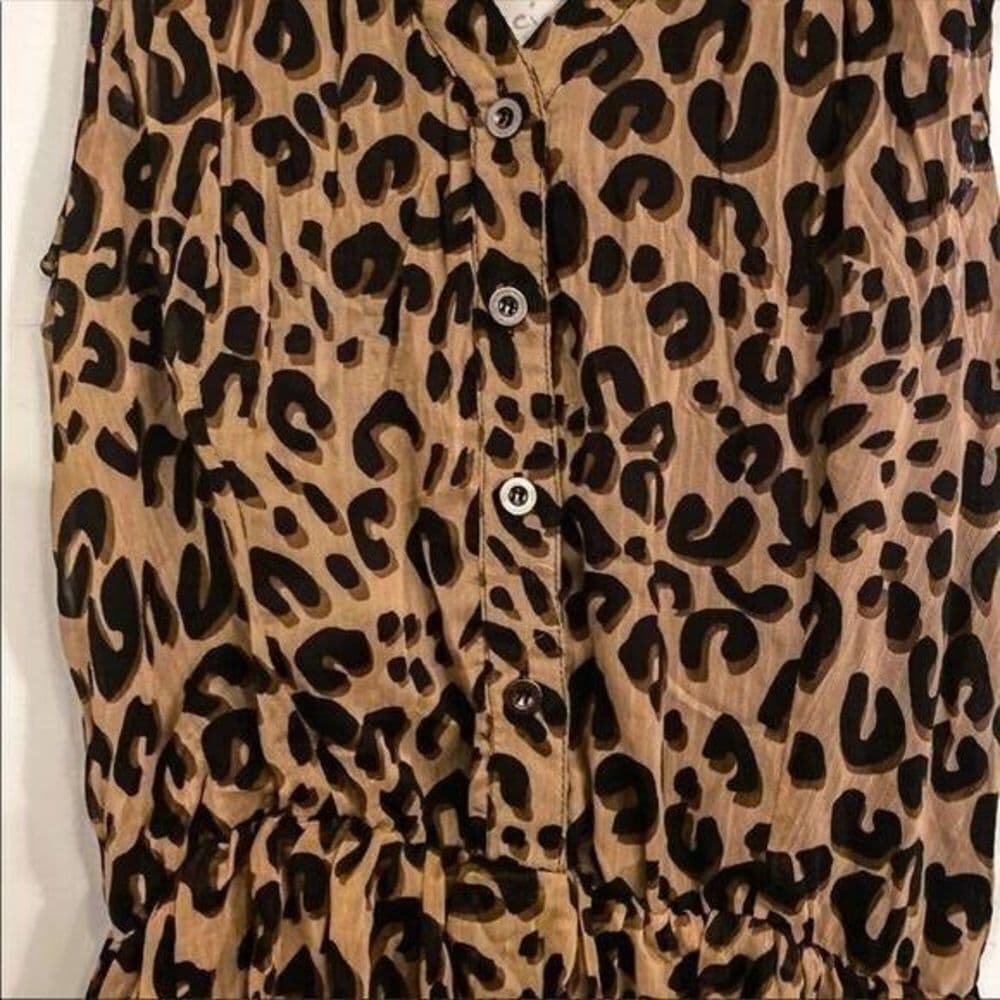 NWT Cecico Leopard Print Sleeveless Ruffle Dress Lace Back Panel Size Medium - Thumbnail 5