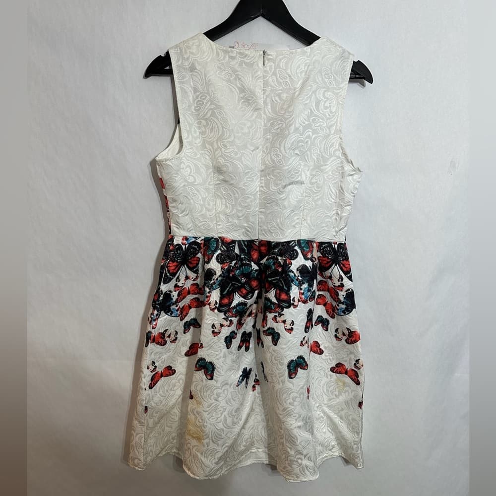 ACEVOG Butterfly Fit & Flare Textured White Dress Size Medium SEE NOTES - Thumbnail 3