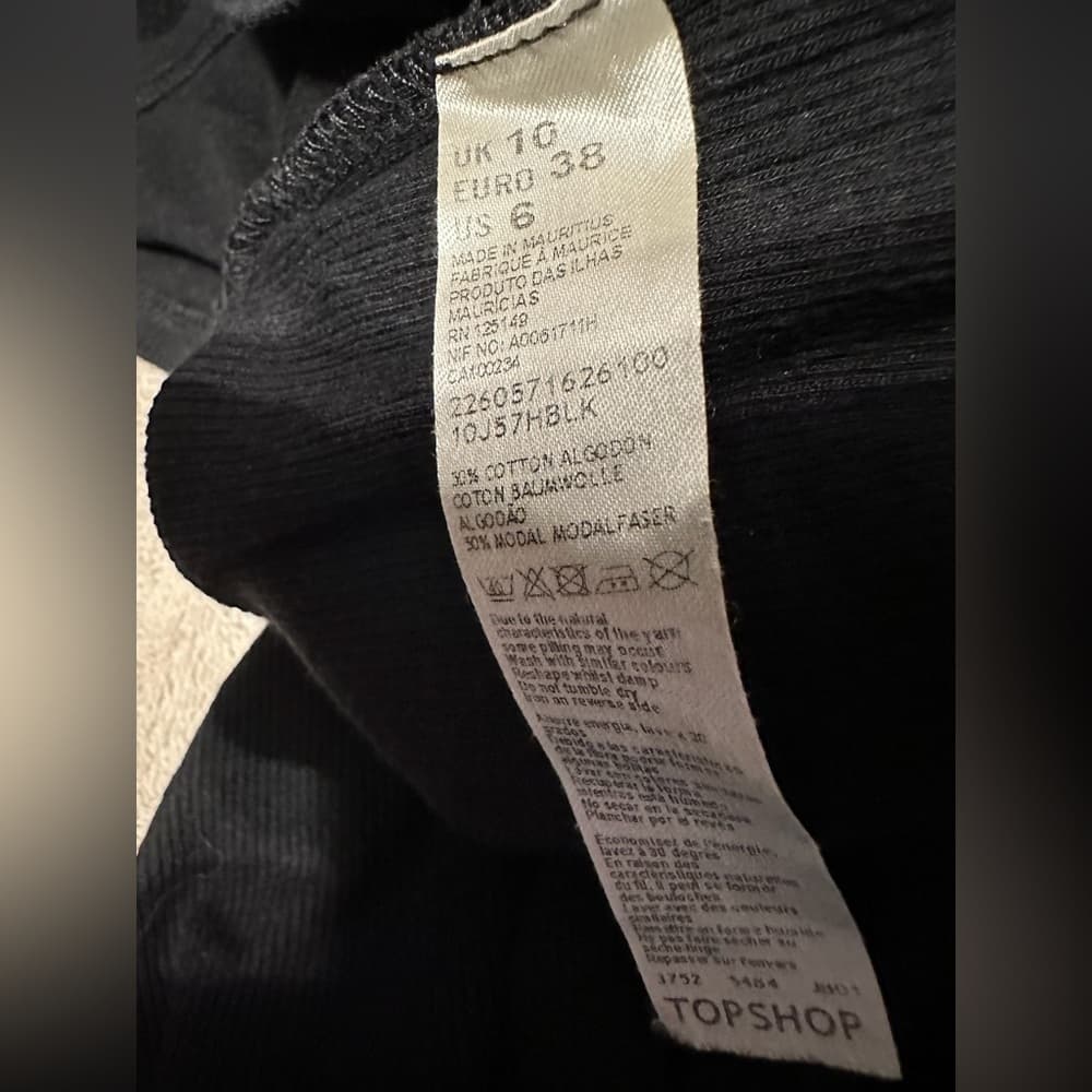 Topshop Black Spaghetti Strap Ribbed Tank Dress Womens Size 6 - Thumbnail 3