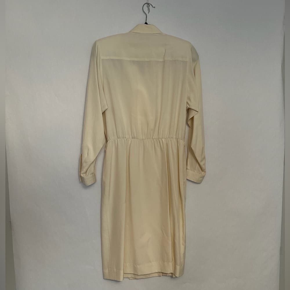 Liz Claiborne Petites 100% Silk Trench Dress Button Front Vintage Size 10P - Thumbnail 3