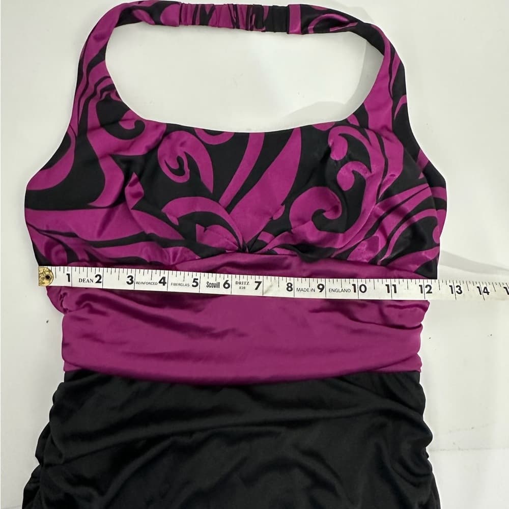B. Darlin Purple & Black Halter Bodycon Dress Swirl Print XXS Juniors See Measur - Thumbnail 7