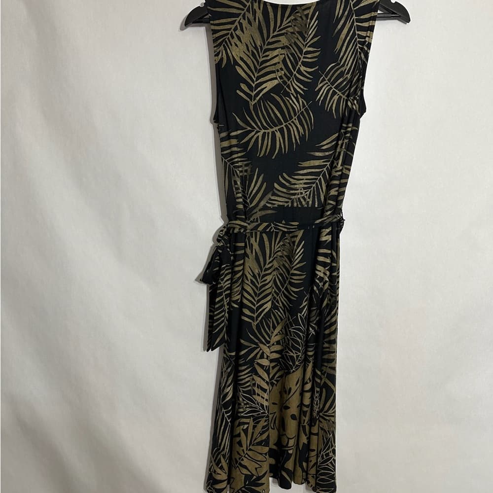 Tommy Bahama Palm Print Sleeveless Wrap Dress Medium Tropical Resortwear Beach - Thumbnail 3