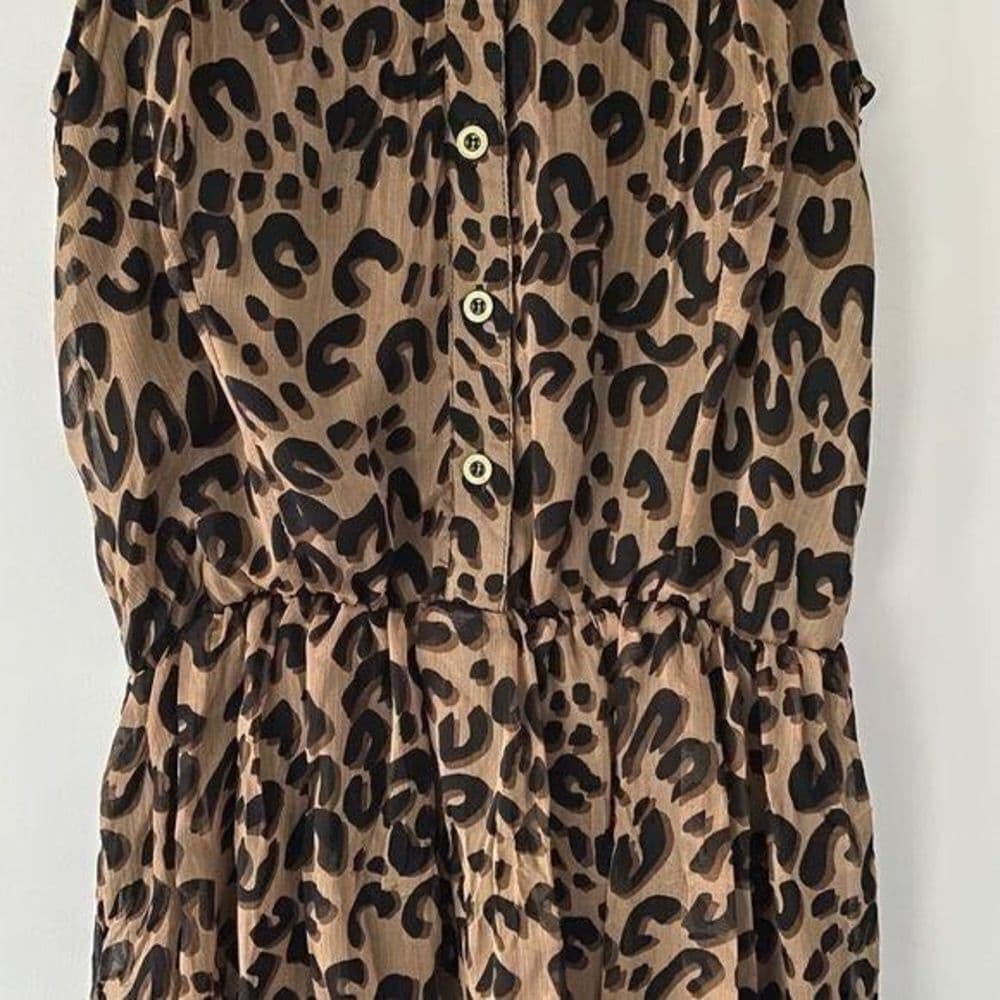 NWT Cecico Leopard Print Sleeveless Ruffle Dress Lace Back Panel Size Medium - Thumbnail 11