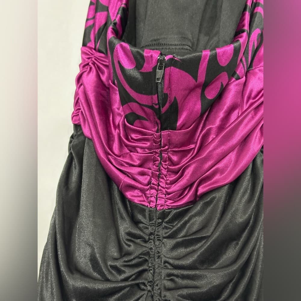 B. Darlin Purple & Black Halter Bodycon Dress Swirl Print XXS Juniors See Measur - Thumbnail 4