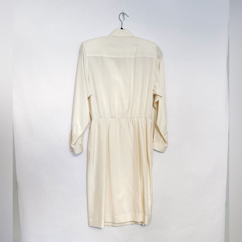 Liz Claiborne Petites 100% Silk Trench Dress Button Front Vintage Size 10P - Thumbnail 10