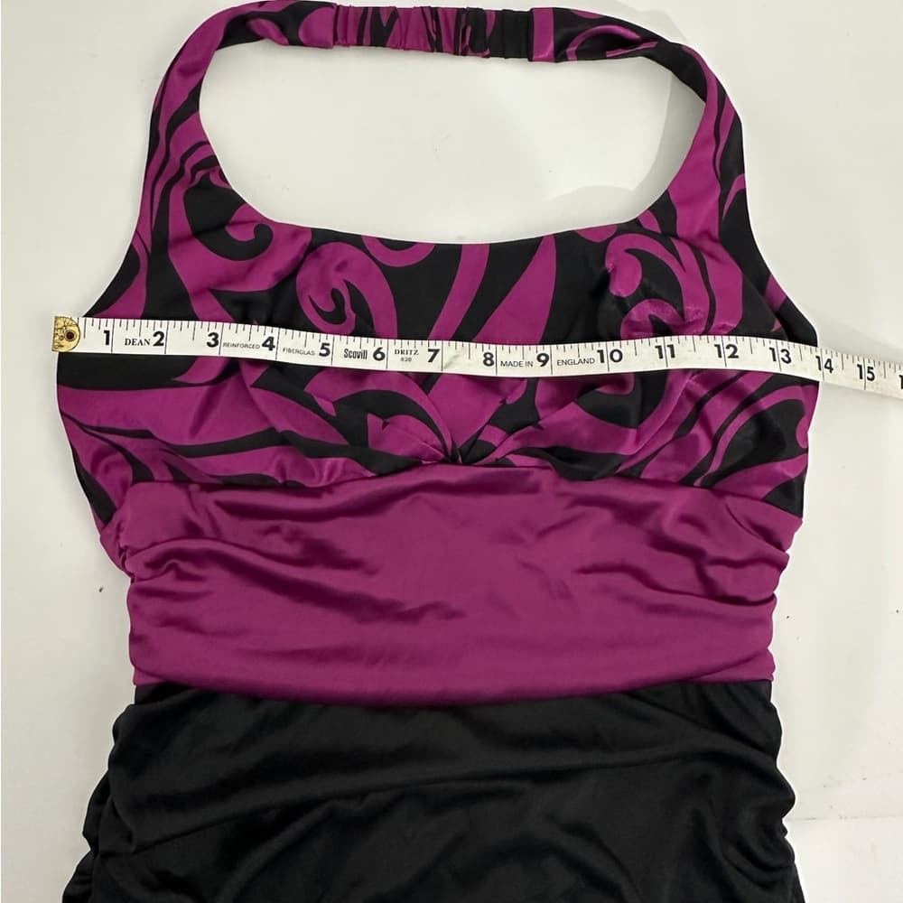 B. Darlin Purple & Black Halter Bodycon Dress Swirl Print XXS Juniors See Measur - Thumbnail 6