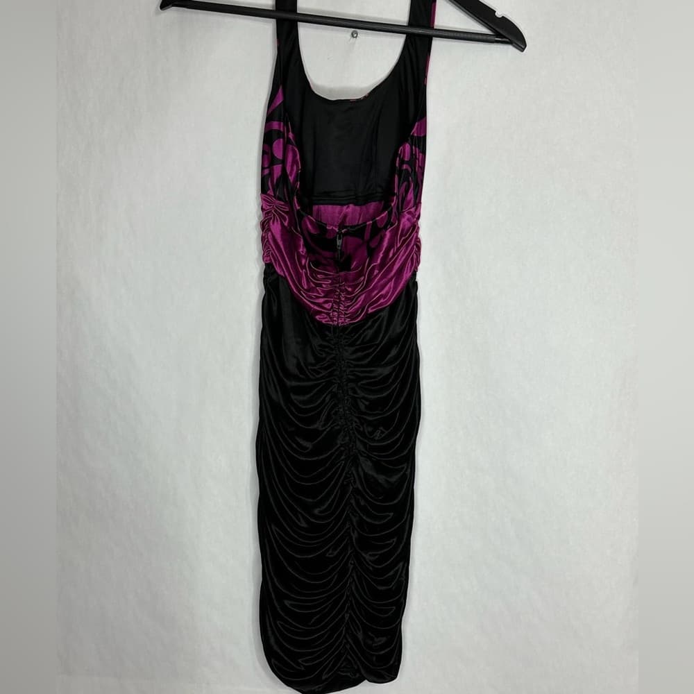 B. Darlin Purple & Black Halter Bodycon Dress Swirl Print XXS Juniors See Measur - Thumbnail 5