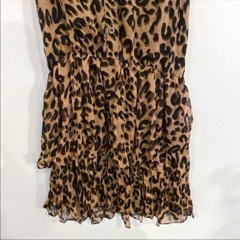 NWT Cecico Leopard Print Sleeveless Ruffle Dress Lace Back Panel Size Medium - Thumbnail 6