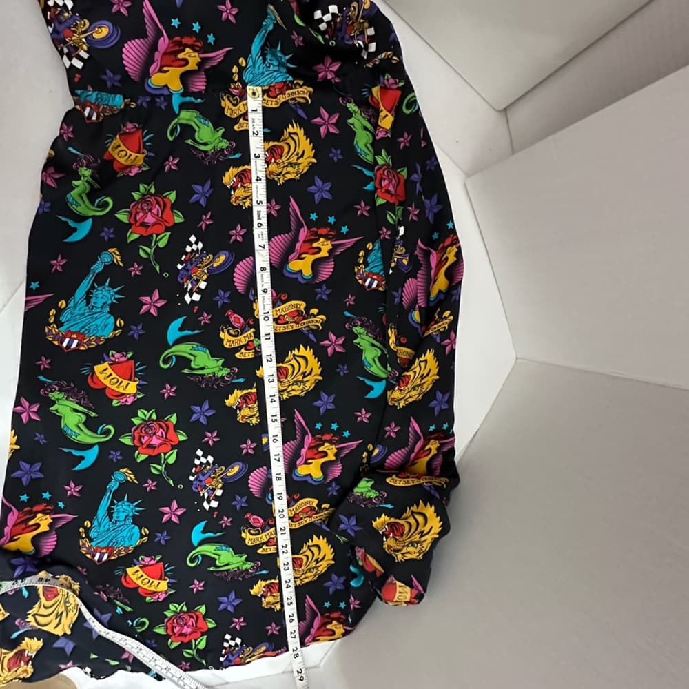 Betsey Johnson x Mark Mahoney Vintage Sailor Tattoo Print Silk Dress Y2K Size 10 - Thumbnail 10
