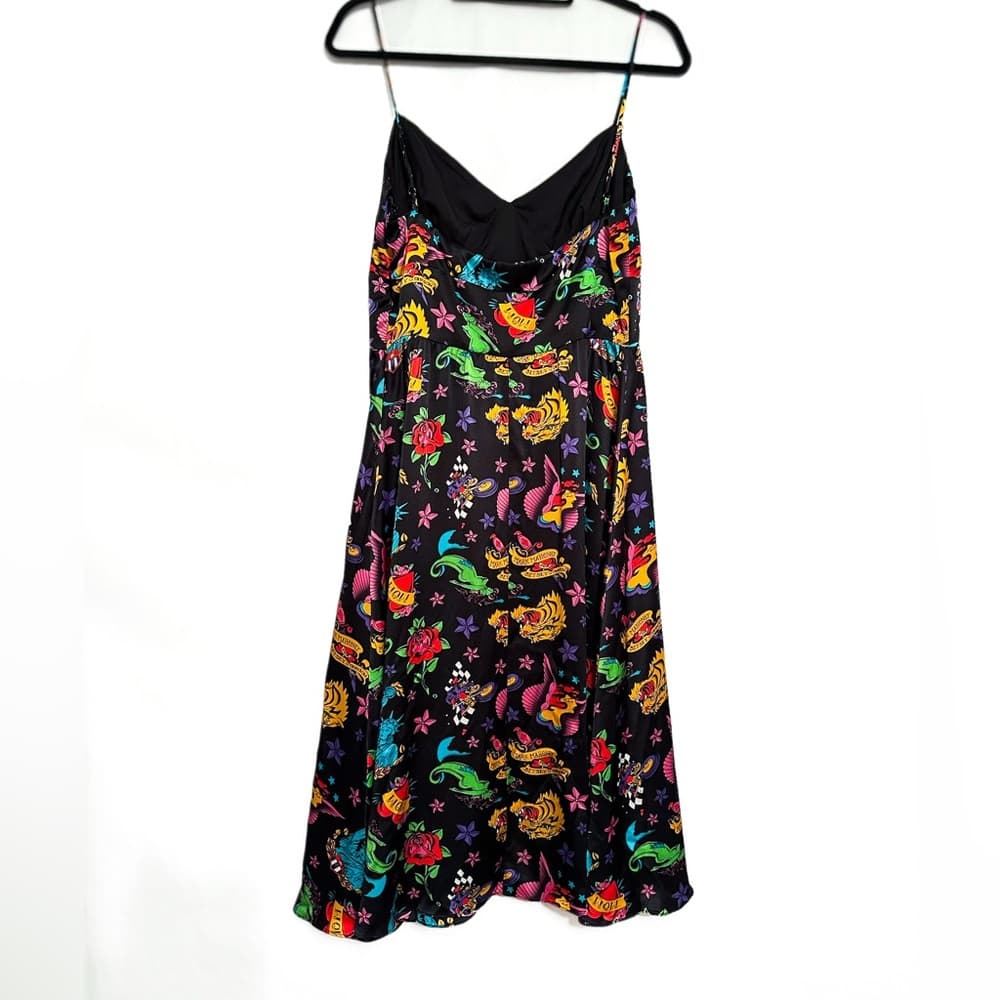 Betsey Johnson x Mark Mahoney Vintage Sailor Tattoo Print Silk Dress Y2K Size 10 - Thumbnail 3