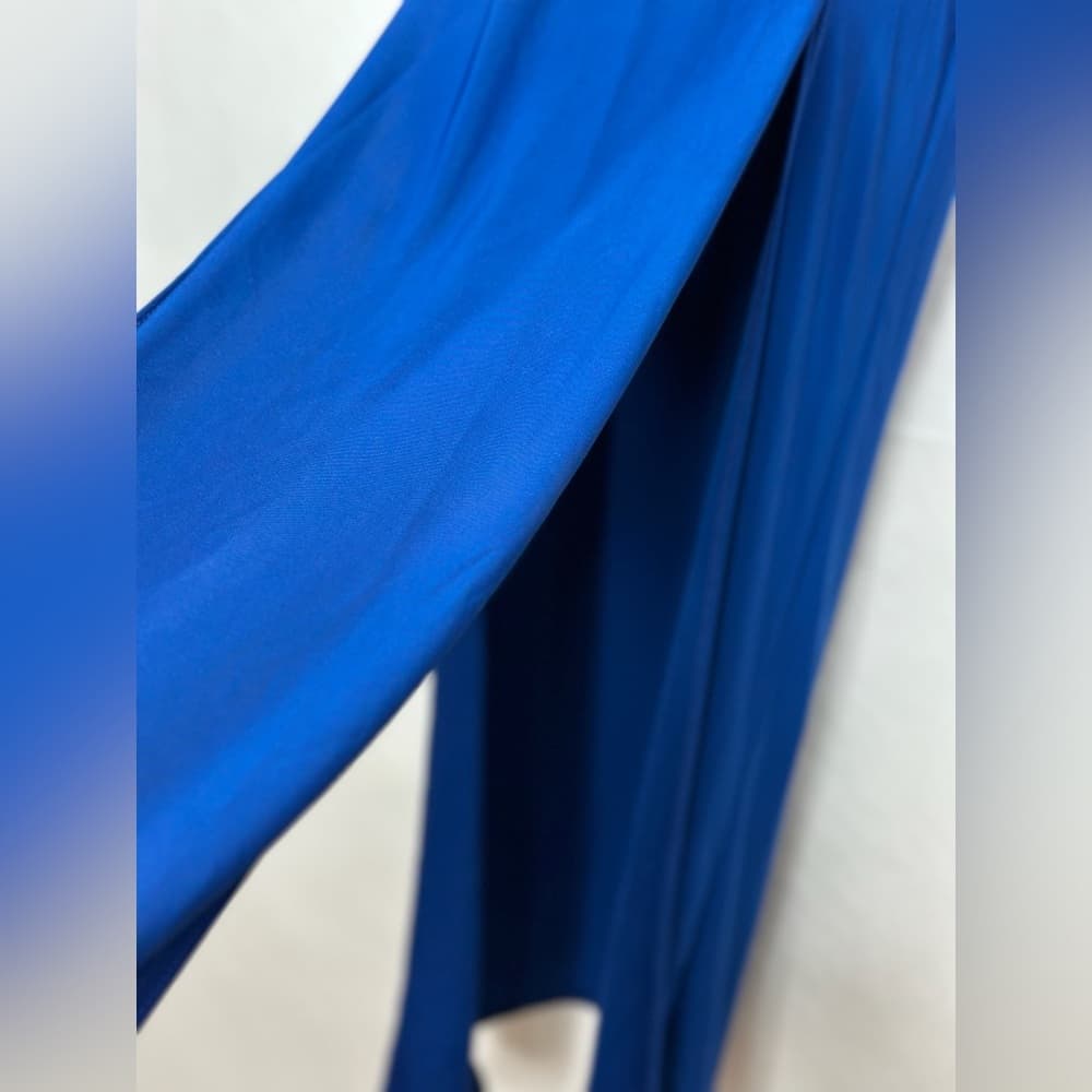 J USA Blue Long Sleeve Keyhole Mock Neck Side Slit Maxi Dress Vintage Medium - Thumbnail 11
