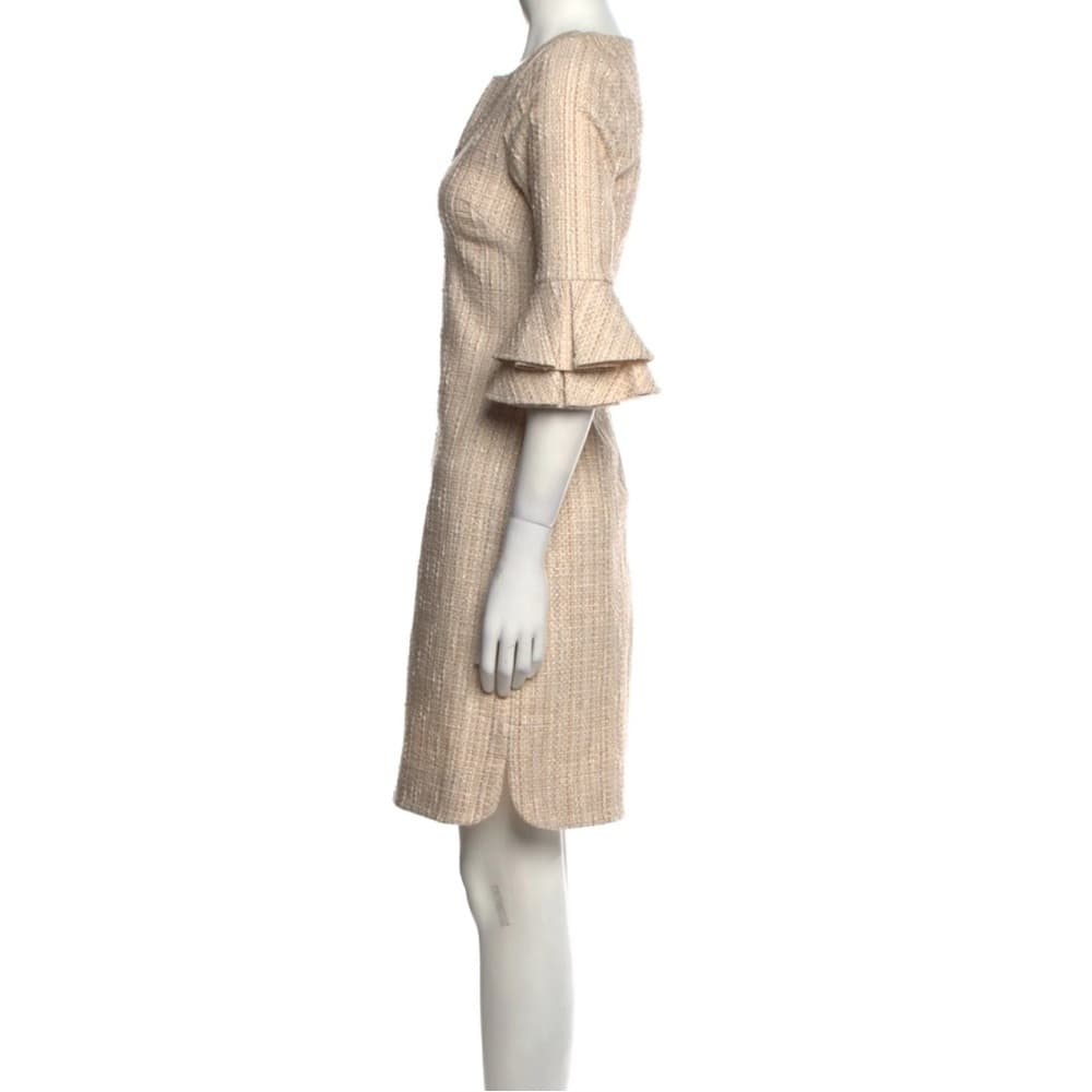CK Bradley "Hazel" Tweed V-Neck Shift Dress Gold Threading Medium Quiet Luxury - Thumbnail 2