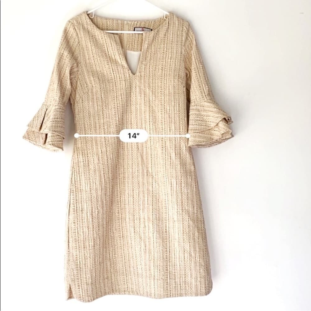 CK Bradley "Hazel" Tweed V-Neck Shift Dress Gold Threading Medium Quiet Luxury - Thumbnail 11