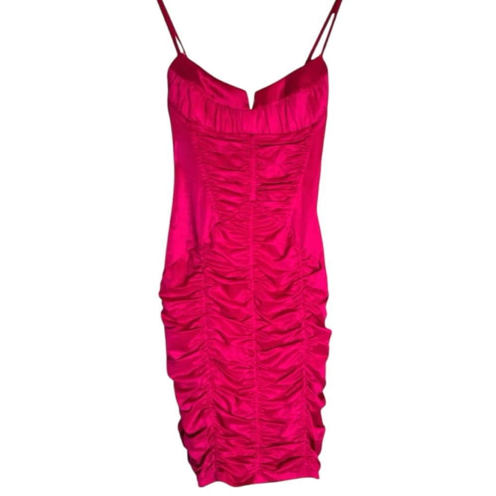 Bebe Ruched Pink Y2K Barbie Bodycon Dress Size Medium Hot Girl Vintage - Thumbnail 10