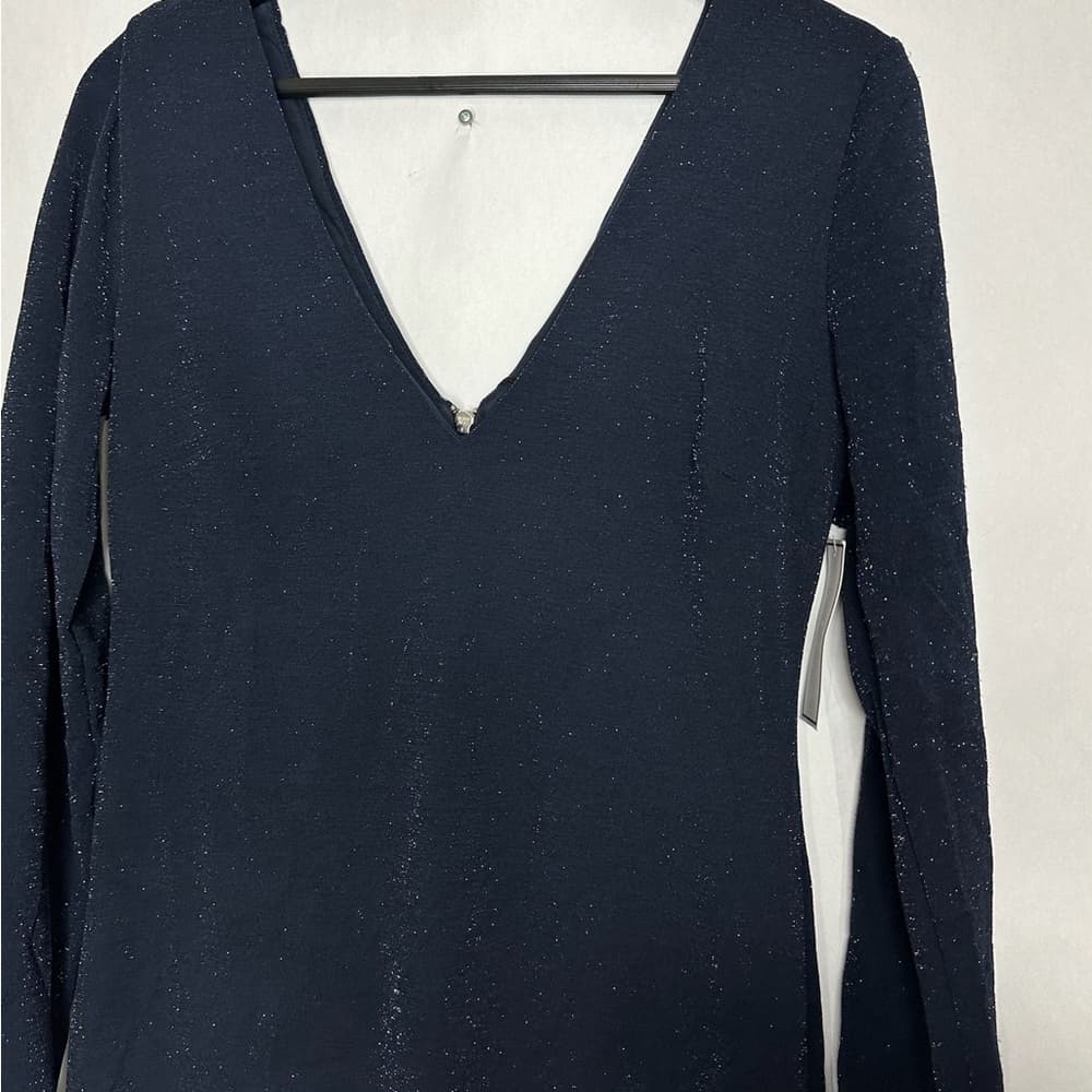 NWT Premier Amour Navy Sparkle Dress Zip Bodycon Long Sleeve Size 10 Minimalist - Thumbnail 10