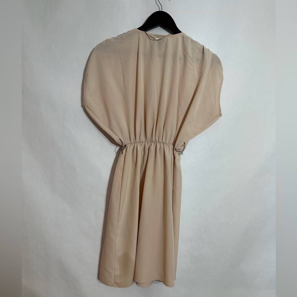 H&M Nude Beige Faux Wrap Dress V-Neck Fit & Flare Size 6 Neutral Minimalist - Thumbnail 2