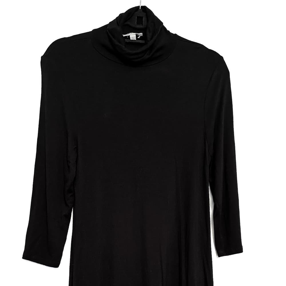 Zenana Outfitters Black Turtleneck Mini Dress Long Sleeve Swing Size Large - Thumbnail 2