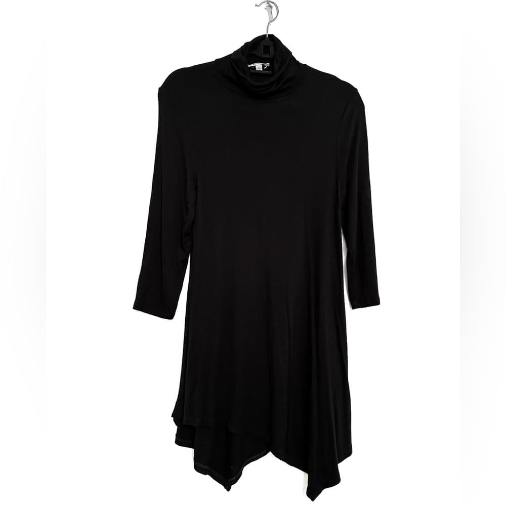 Zenana Outfitters Black Turtleneck Mini Dress Long Sleeve Swing Size Large