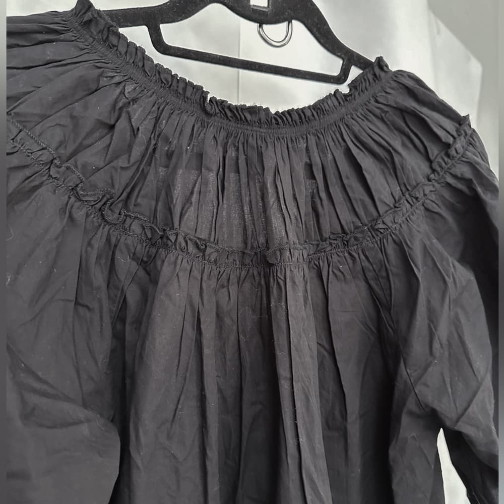 Topshop Black Smocked Poplin Babydoll Dress Women’s Size US 2 | Tunic Shift - Thumbnail 4