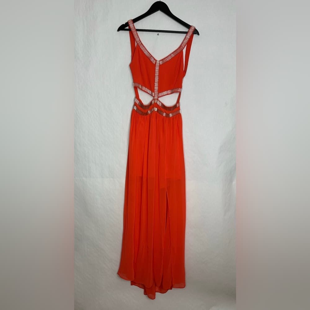 Caribbean Queen Vintage Cutout Beaded Maxi Dress Size Large Evening Resortwear - Thumbnail 2