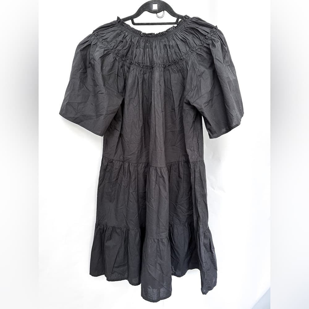 Topshop Black Smocked Poplin Babydoll Dress Women’s Size US 2 | Tunic Shift - Thumbnail 7