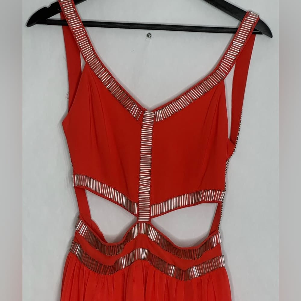 Caribbean Queen Vintage Cutout Beaded Maxi Dress Size Large Evening Resortwear - Thumbnail 3