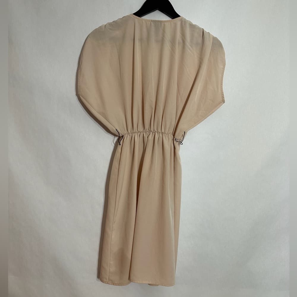 H&M Nude Beige Faux Wrap Dress V-Neck Fit & Flare Size 6 Neutral Minimalist - Thumbnail 3