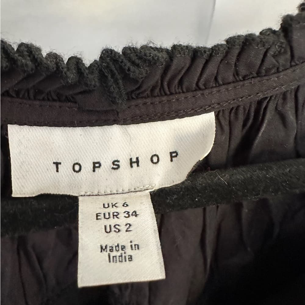 Topshop Black Smocked Poplin Babydoll Dress Women’s Size US 2 | Tunic Shift - Thumbnail 9