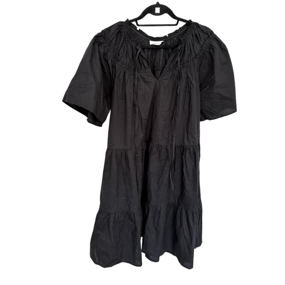 Topshop Black Smocked Poplin Babydoll Dress Women’s Size US 2 | Tunic Shift