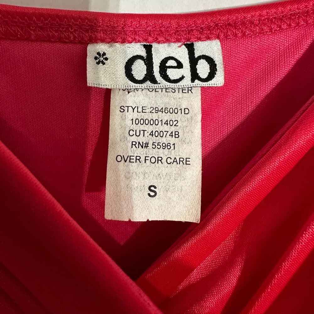 Deb Red Pleated Rhinestone Strap Cocktail Dress Vintage Y2K Size Small Party