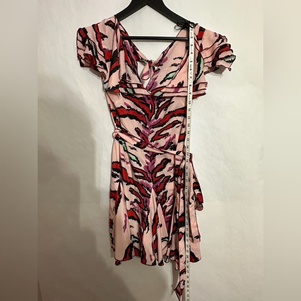 NWT Zac Posen Target Pink Tiger Zebra Print Ruffle Dress Size Medium Cocktail - Thumbnail 15