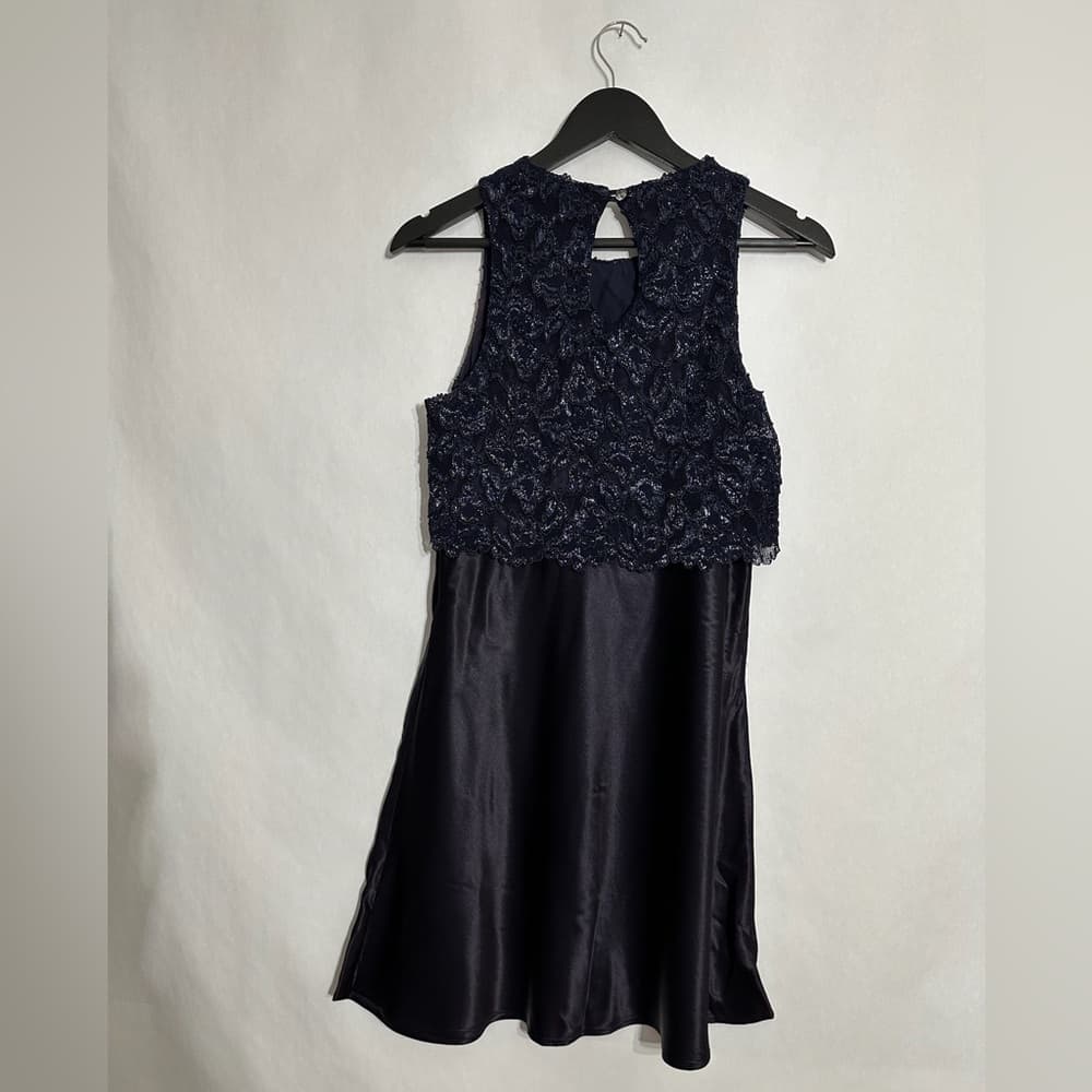 Steppin Out Black Lace Sequin Mini Party Dress Vintage Size 13/14 Juniors Party - Thumbnail 6