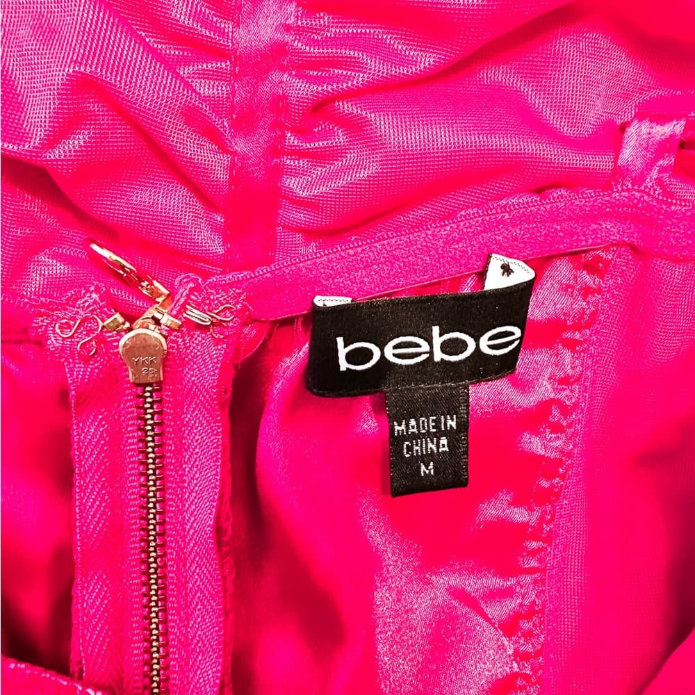 Bebe Ruched Pink Y2K Barbie Bodycon Dress Size Medium Hot Girl Vintage - Thumbnail 2