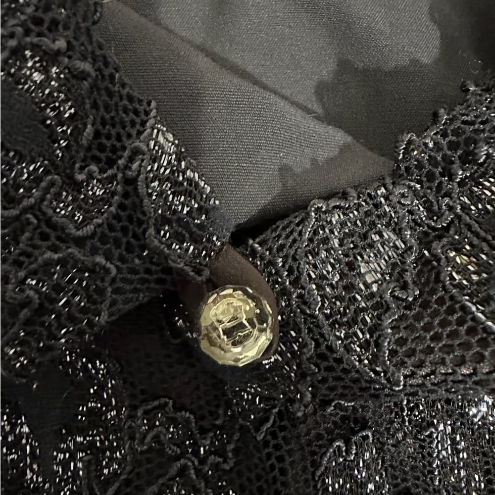 Steppin Out Black Lace Sequin Mini Party Dress Vintage Size 13/14 Juniors Party - Thumbnail 4