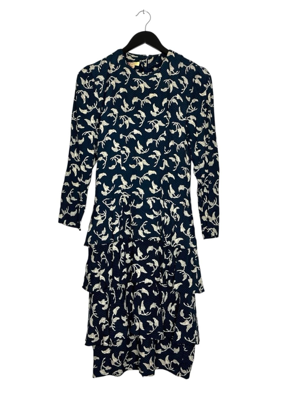Vintage Katie MFG Navy Floral Tiered Dress Size 4 Modest Feminine Romantic - Thumbnail 7