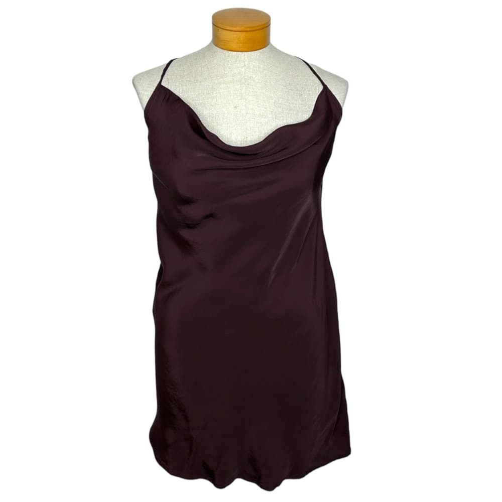 H&M Cowl Neck Mini Slip Dress Strappy Back Size Large Minimalist Quiet Luxury - Thumbnail 6