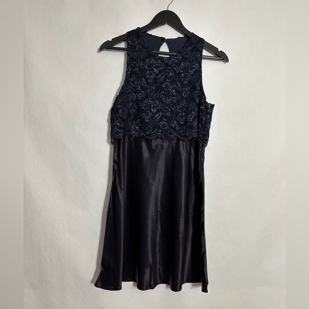 Steppin Out Black Lace Sequin Mini Party Dress Vintage Size 13/14 Juniors Party