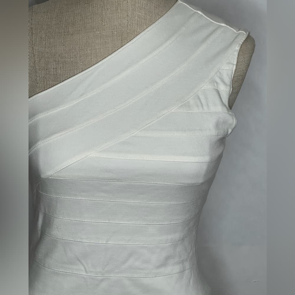 Express One Shoulder White Bandage Bodycon Dress Size Small Minimalist Neutral