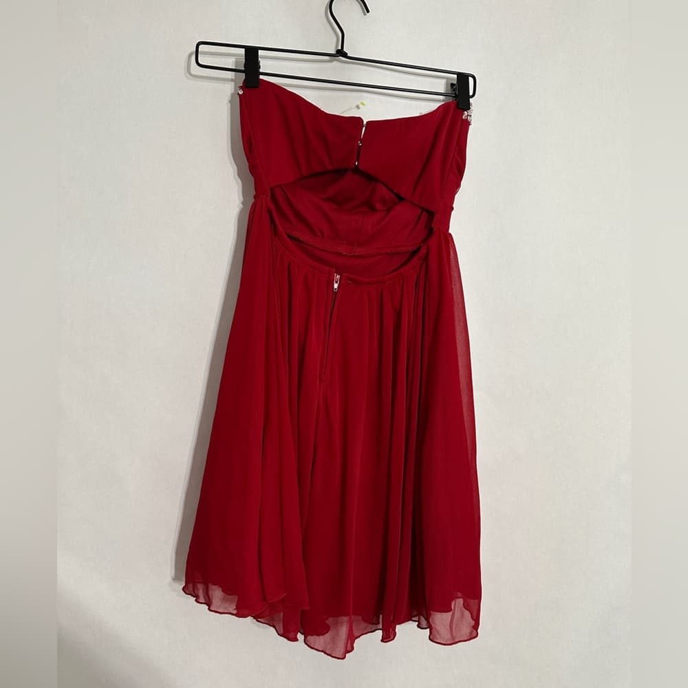 Speechless Red Strapless Sweetheart Chiffon Dress Y2K Vintage Size 3 Juniors - Thumbnail 5