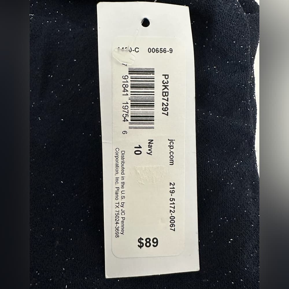 NWT Premier Amour Navy Sparkle Dress Zip Bodycon Long Sleeve Size 10 Minimalist - Thumbnail 5